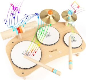 Houten Speelgoed Drumstel 8-in-1 – Muziekinstrumenten Set voor Kinderen – Educatief Montessori Speelgoed – Voor Jongens en Meisjes 3-5 Jaar