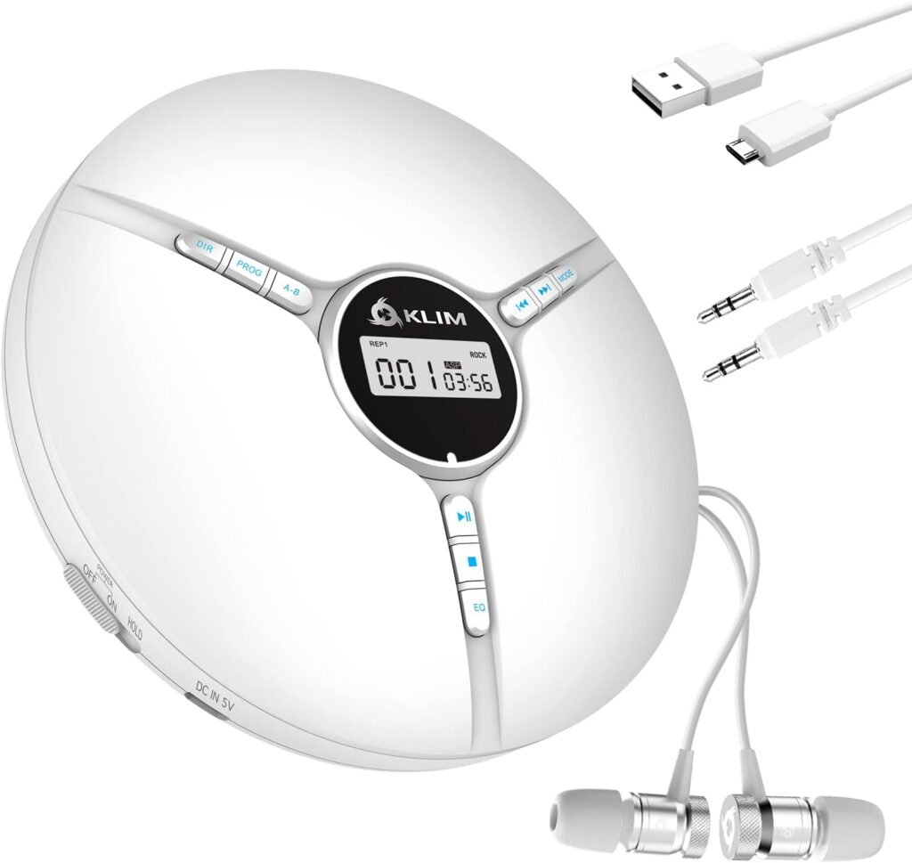 Draagbare CD speler zwart met ingebouwde batterij, compacte Discman met hoofdtelefoon, compatibel met CD-R CD-RW en MP3