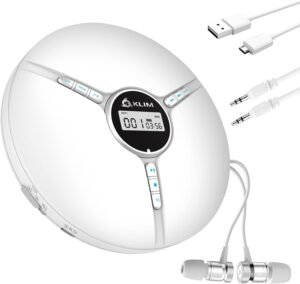 Draagbare CD speler – Compacte mini Discman met hoofdtelefoon – Ingebouwde batterij – CD-R CD-RW MP3 compatibel – Zwart