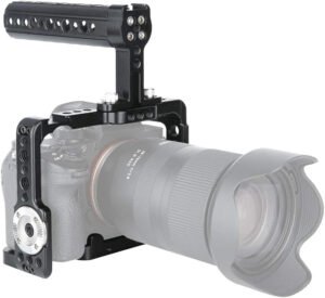 Camera cage kit met top handle – DSLR rig stabilisatie en bescherming – HDMI kabel slot accessoire mount – compatibel A7 serie camera’s
