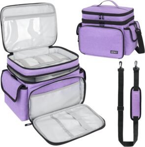 Naaibenodigdheden organizer tas – Dubbele laag opbergtas reistas voor naai accessoires – Naaimand met ritssluiting – Paars