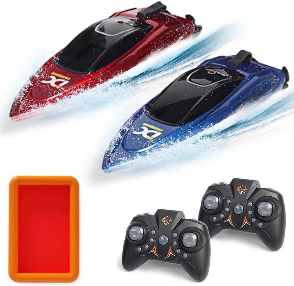 2 stuks mini RC raceboot afstandsbediening speedboot 2.4G elektrische boot met opblaasbare watertank zwembad waterspeelgoed zomer