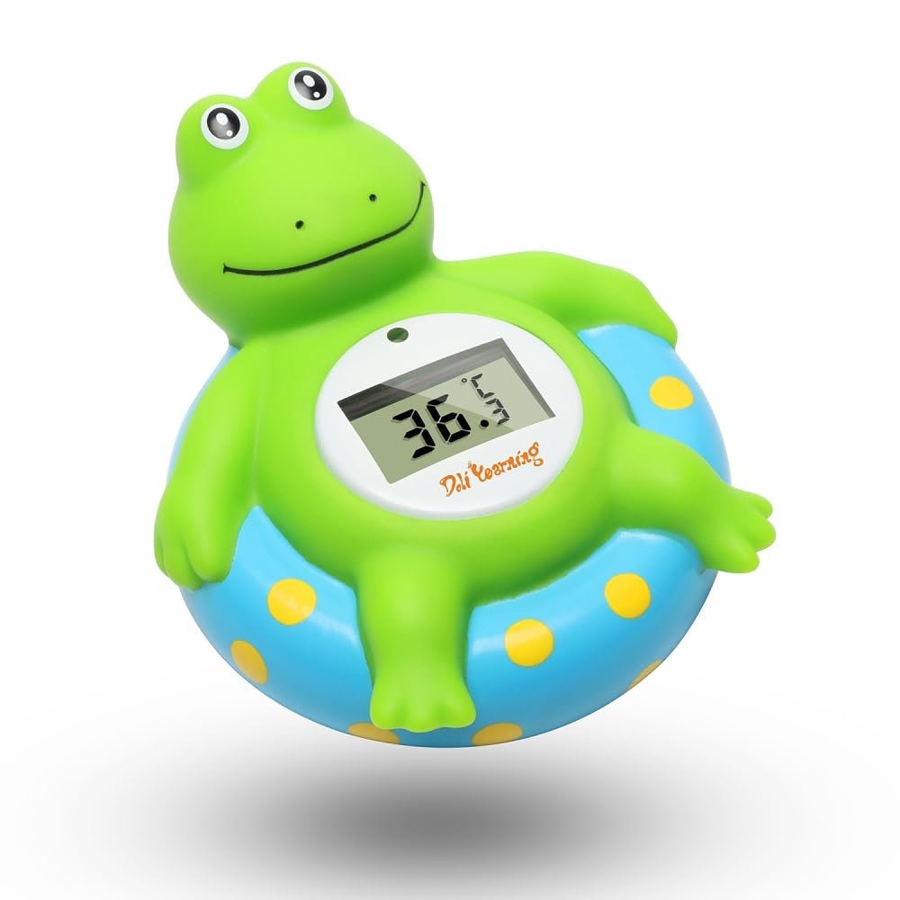 Baby badthermometer kikker met drijvende badspeeltjes en temperatuurmeter voor peuters in Celsius en Fahrenheit