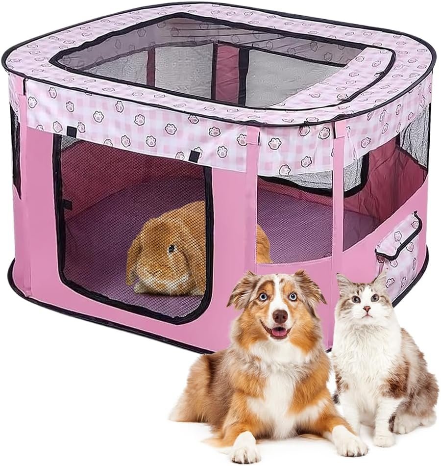 Opvouwbare kooibox voor kleine dieren met ademend net - draagbare dierenren voor hond, cavia, konijn en hamster - blauw
