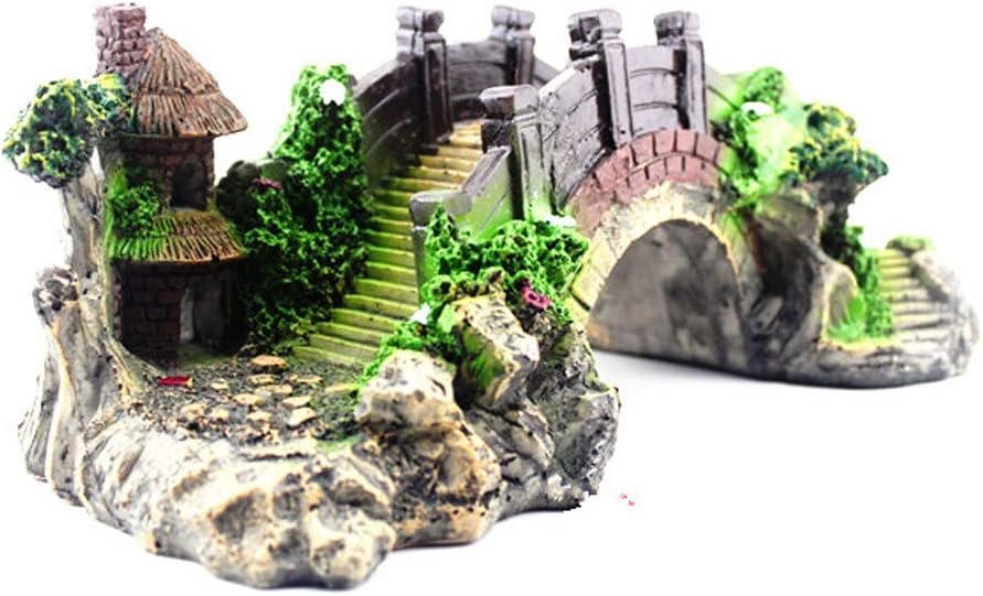 Aquarium brug decoratie ornament voor aquascape met realistische natuurlook en schorsstructuur voor vissen en aquariuminrichting