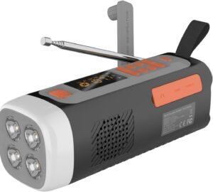 Noodradio DAB+ FM – Opwindbare en zonne-energie radio met Bluetooth – Draagbare campingradio met USB-C opladen en SOS alarm – Zaklamp en nachtlamp functie