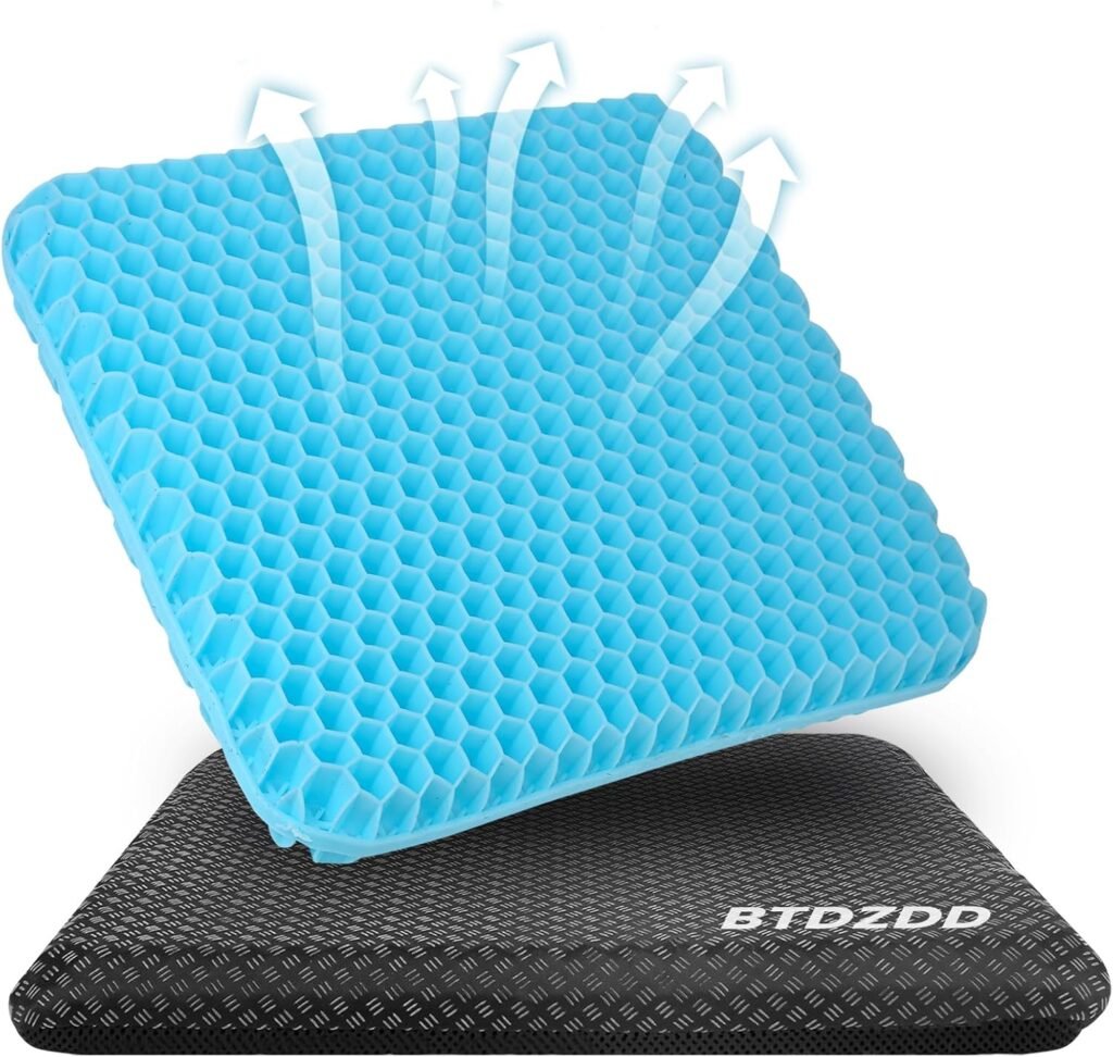 Gel zitkussen dubbel laags met antislip ademend bureaustoel kussen voor ergonomisch zitcomfort 43x39x4 cm azuurblauw