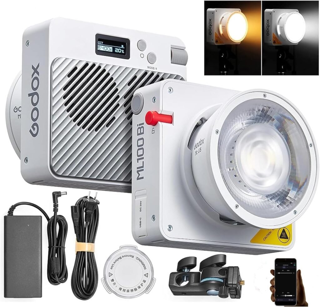 SEO geoptimaliseerde alt tekst: LED videolamp 120W dimbaar 2800K-6500K USB-C oplaadbaar CRI 97 TLCI 98 film livestream fotografie