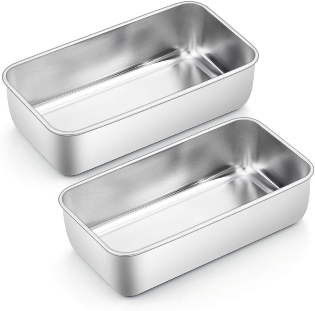 Bakvorm set van 2 RVS brood- en cakevormen rechthoekig roestvrij staal vaatwasserbestendig 23,5x12,7x6 cm bakblik makkelijk schoonmaken