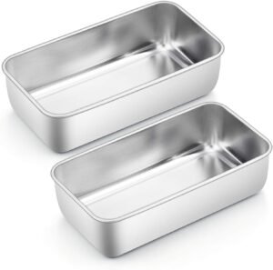 Bakvorm set RVS van 2 – Brood en cakevormen rechthoekig bakblik – Vaatwasserbestendig duurzaam – 23.5×12.7×6 cm