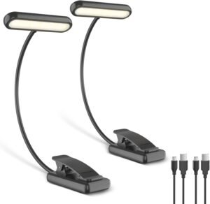 Leeslamp boek clip USB-C oplaadbaar – Klem lamp met flexibele zwanenhals – Oogvriendelijk leeslicht 3 kleurstanden – 10 helderheidsniveaus verstelbaar