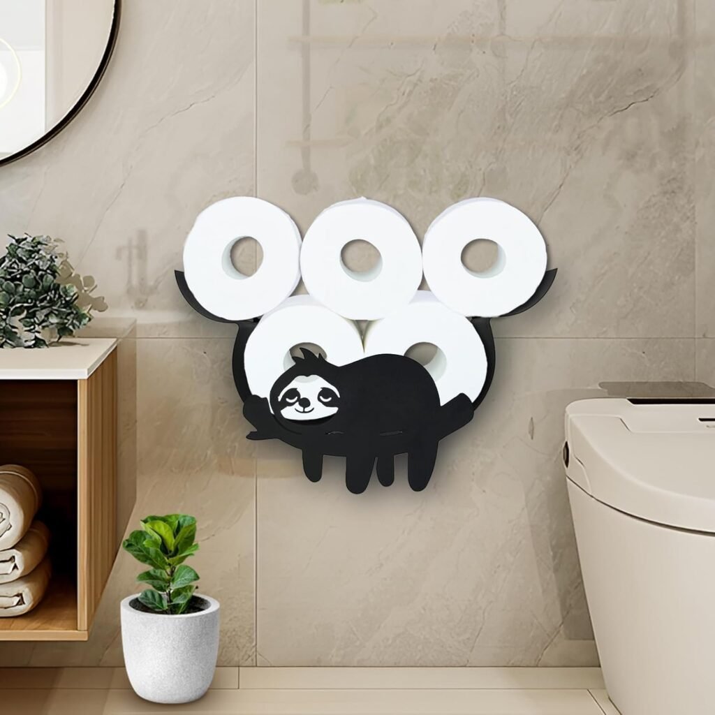 Toiletrolhouder luiaard zwart zelfklevend zonder boren wandmontage badkamer decoratie toiletpapier houder opbergruimte