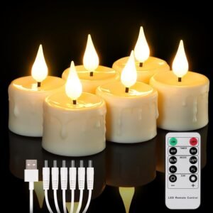 Oplaadbare LED theelichten set – elektrische kaarsen met afstandsbediening – dimbaar warm wit met timer en flikkerfunctie – USB oplaadbaar decoratieverlichting