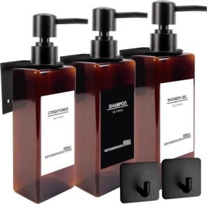Shampoo Dispenser Wandmontage – Zeepdispenser Douche 3 Vakken – Conditioner en Shampoo Houder – 470 ml Badkamer Dispenser zonder Boren