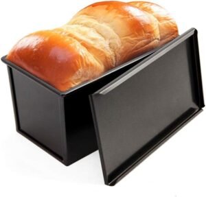 Broodvorm met deksel antiaanbak – Bakvorm brood en cake – Koolstofstaal broodpan – 2.2LB deegcapaciteit zwart
