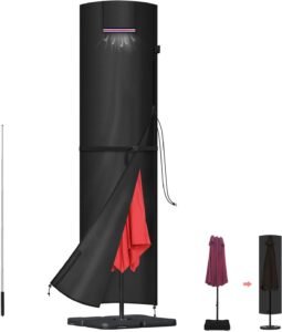 Parasolhoes Waterdicht Ø3,4m – Beschermhoes Tuinparasol Met Stok – 420D Oxford Stof – 230×65/65 cm