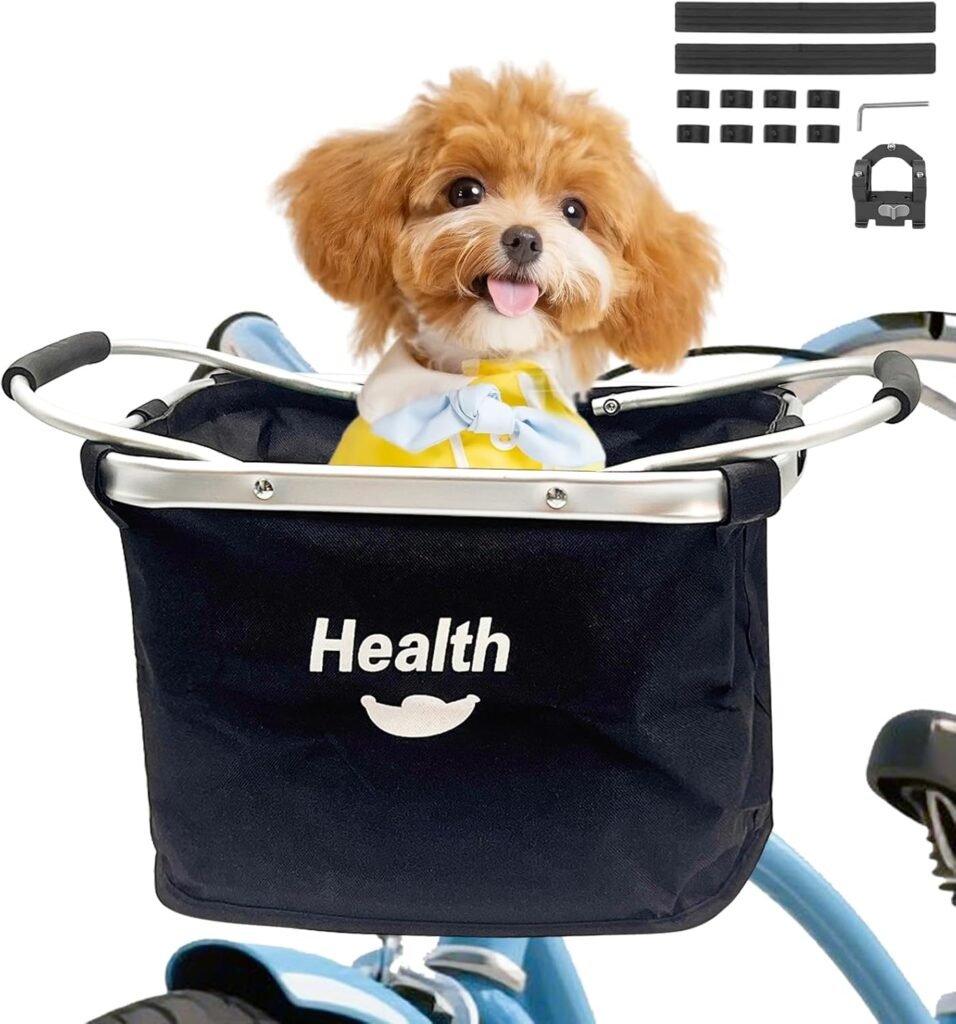 Fietsmand voorop opvouwbaar afneembaar aluminium canvas met snelkoppeling multifunctionele boodschappen en dierenmand voor fiets eenvoudig te monteren