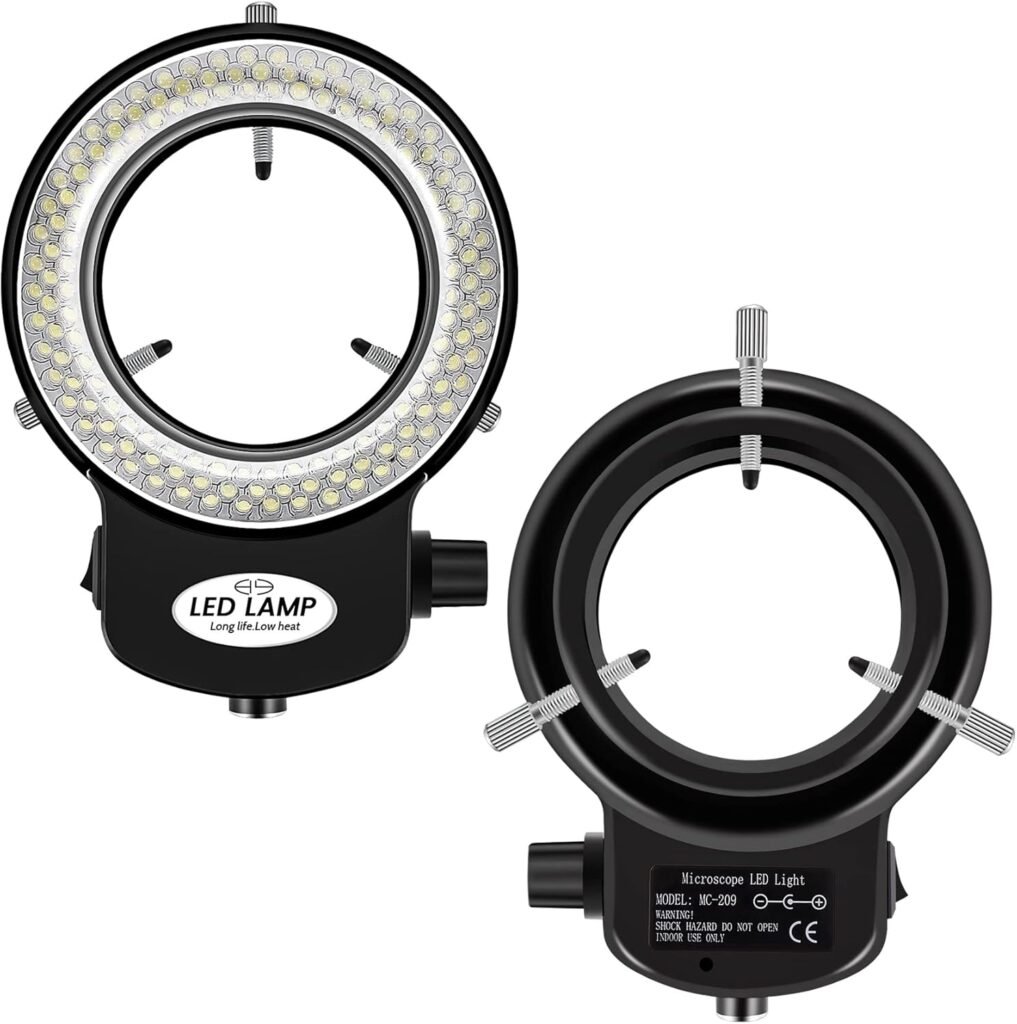 LED ringlamp voor microscoop met 144 LED's - dimbare verstelbare microscoopverlichting voor industriële camera en inspectiewerk