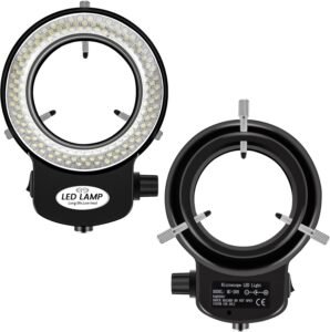 LED Ringlamp voor Microscoop – Dimbare Ringverlichting 0-100% – Microscoop Verlichting met 144 LED’s – Verstelbare Camera Lamp