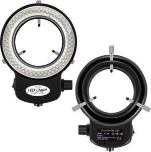 LED ringlamp voor microscoop met 144 LED's - dimbare verstelbare microscoopverlichting voor industriële camera en inspectiewerk