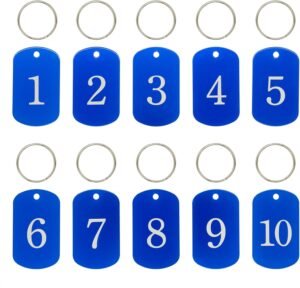 Aluminium nummerlabels met gravure – Sleutelhanger set voor sleutelorganisatie – Personaliseerbare ID tags – Genummerd 1-100