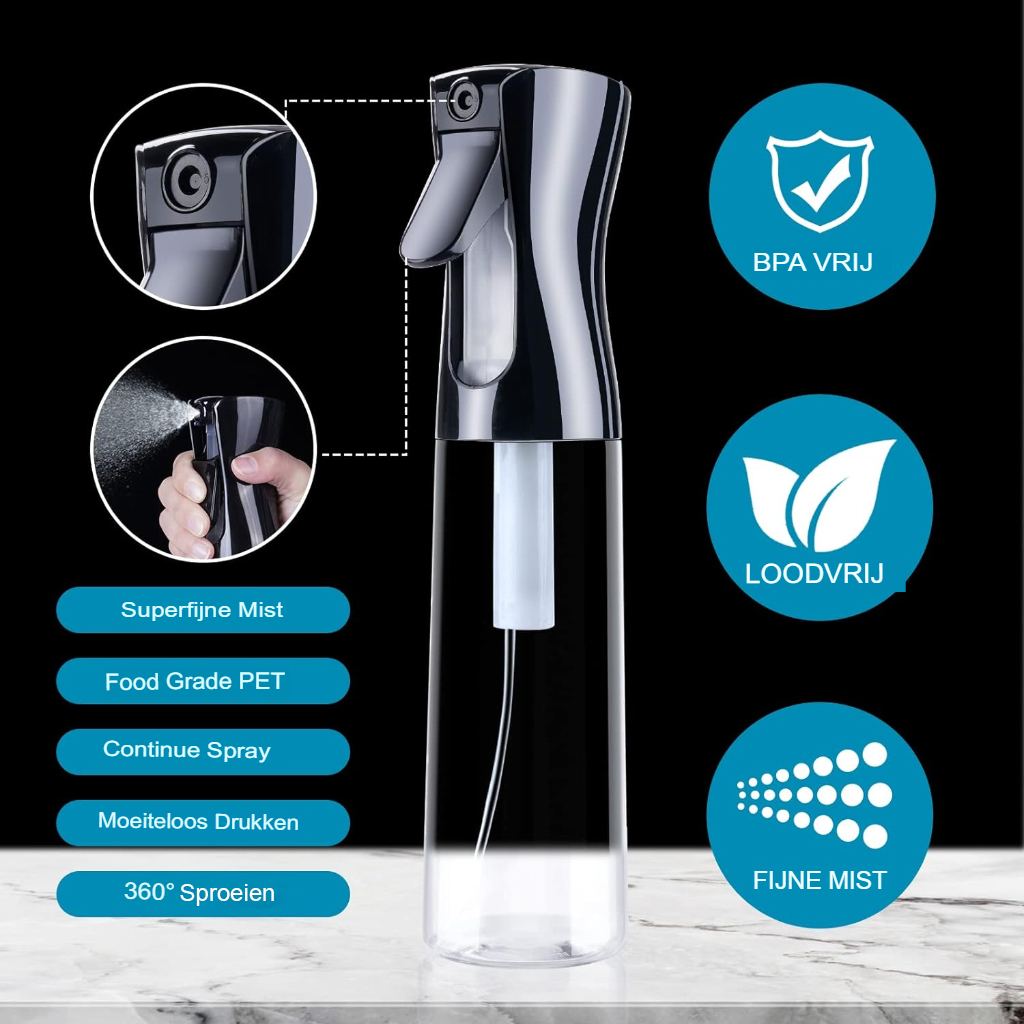 Mist verstuiver fles set voor haarverzorging en kappersgebruik, professionele sprayfles voor gelijkmatige haarbevochtiging en styling.