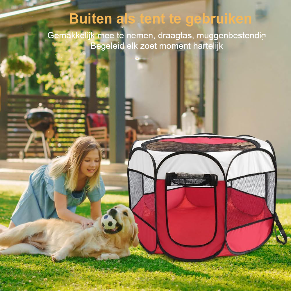 Opvouwbare dierenren waterdichte omheining - Huisdier ren binnen buiten - Honden katten speelren - 73x73x43 cm rood