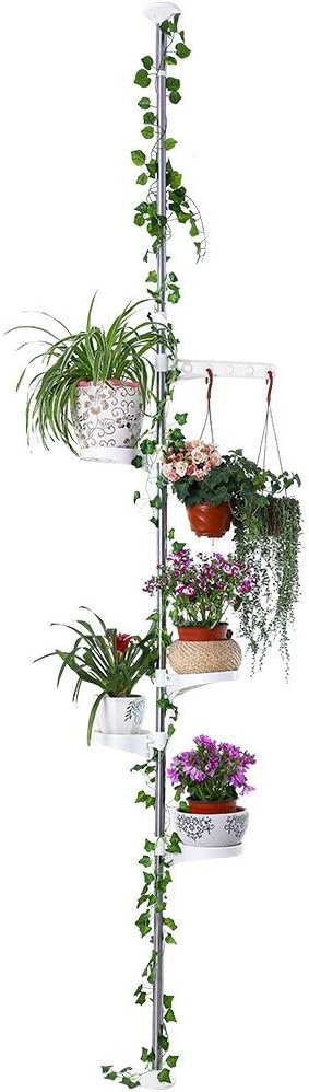 Houten 3-laags plantenrek voor binnen en buiten - bloemenrek en opbergrek voor balkon en tuin - natuurlijke kleur 70x40x96 cm