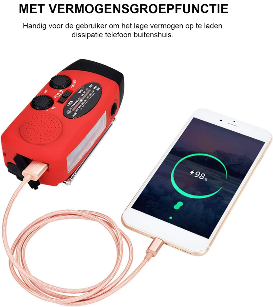 zonne noodradio met handzwengel FM AM NOAA draagbare outdoor radio met LED zaklamp en 400mAh accu solar oplaadbare noodradio speaker
