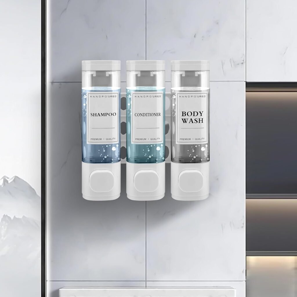 Wandzeepdispenser Wandmontage - Vloeibare Zeepdispenser voor Badkamer en Douche - Handzeep en Douchegel Dispenser - Wit Kunststof 500 ml capaciteit