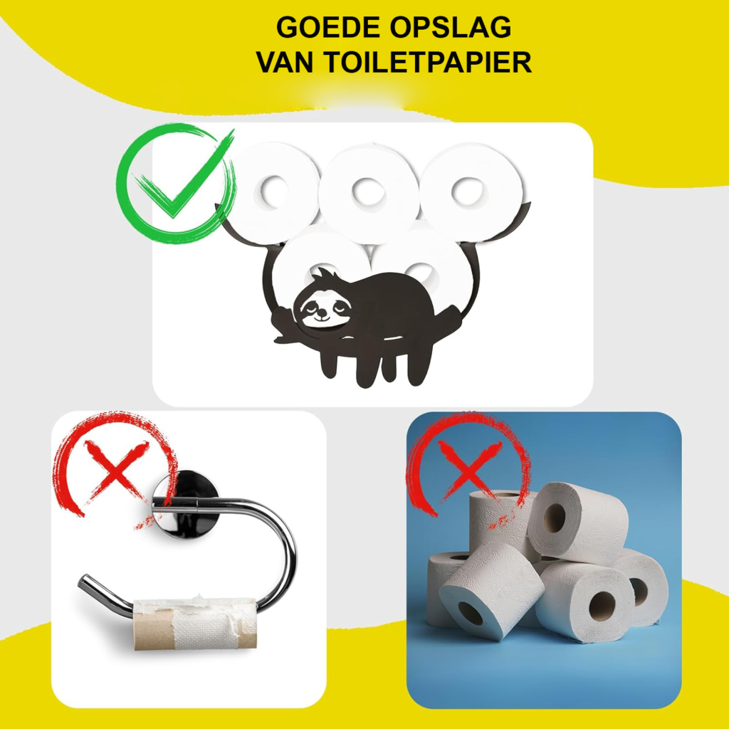 Toiletrolhouder luiaard zwart zelfklevend zonder boren wandmontage badkamer decoratie toiletpapier houder opbergruimte