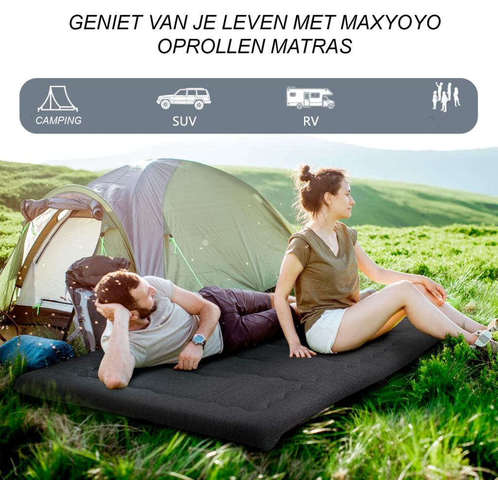 Opvouwbaar futon slaapmatras met geheugenschuim, ademend en hypoallergeen, draagbaar met handvat en ritssluiting voor camping en logees