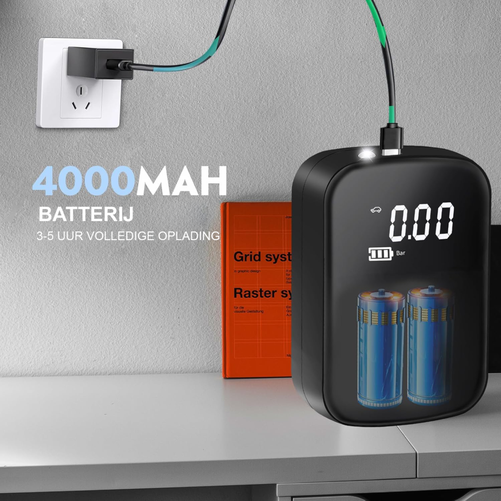 Elektrische fietspomp 150 PSI draagbare luchtcompressor met digitale manometer voor auto en fiets oplaadbaar met opzetstukken