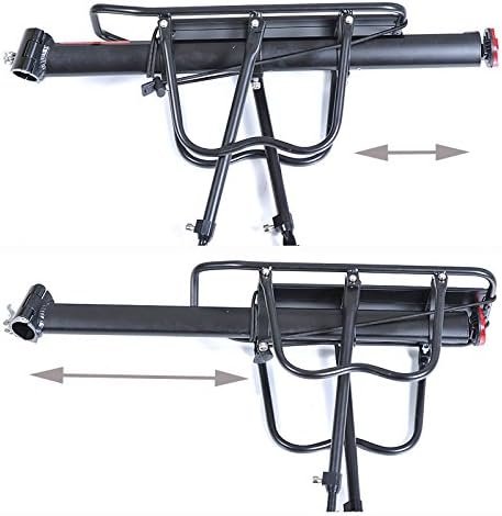 Verstelbare aluminium fiets achterdrager voor zitbuis, lichte luggage drager voor stadsfiets en mountainbike met 10 kg draagvermogen.