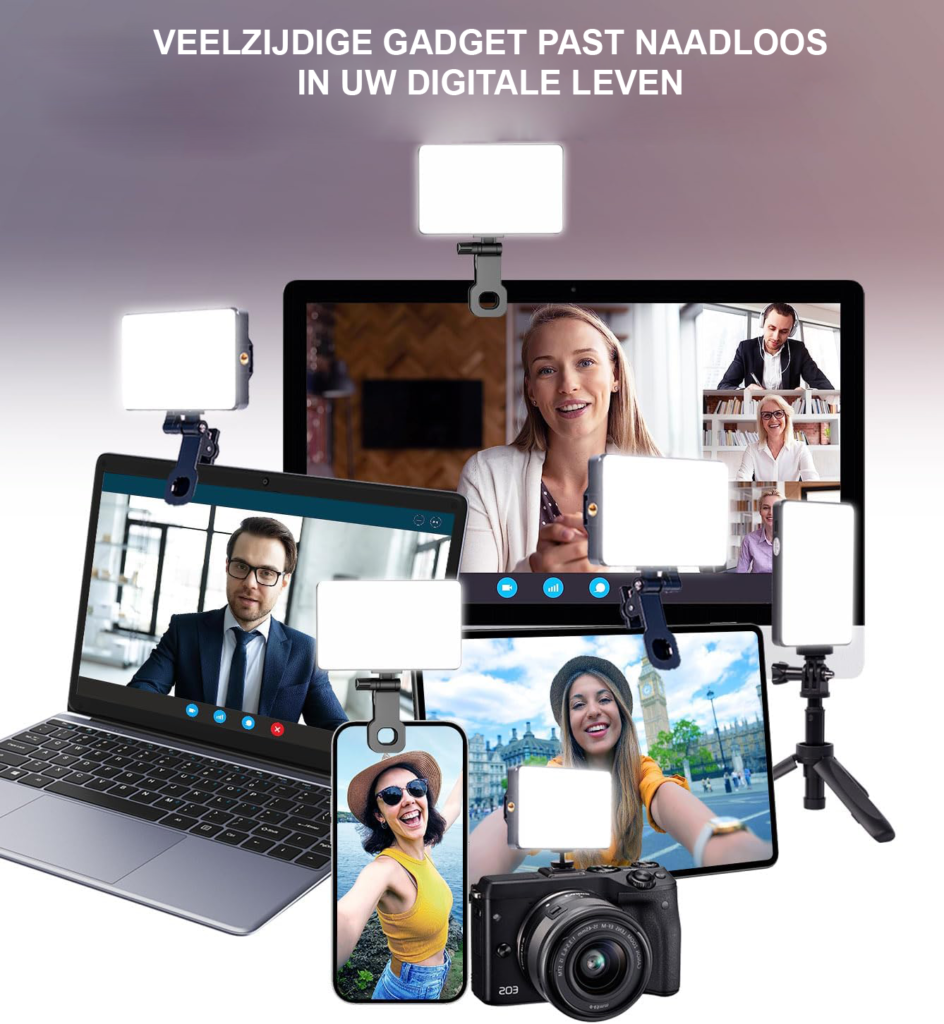 120 LED oplaadbare selfie lamp voor telefoon en camera - videolamp voor fotografie en streaming met 3000mAh batterij