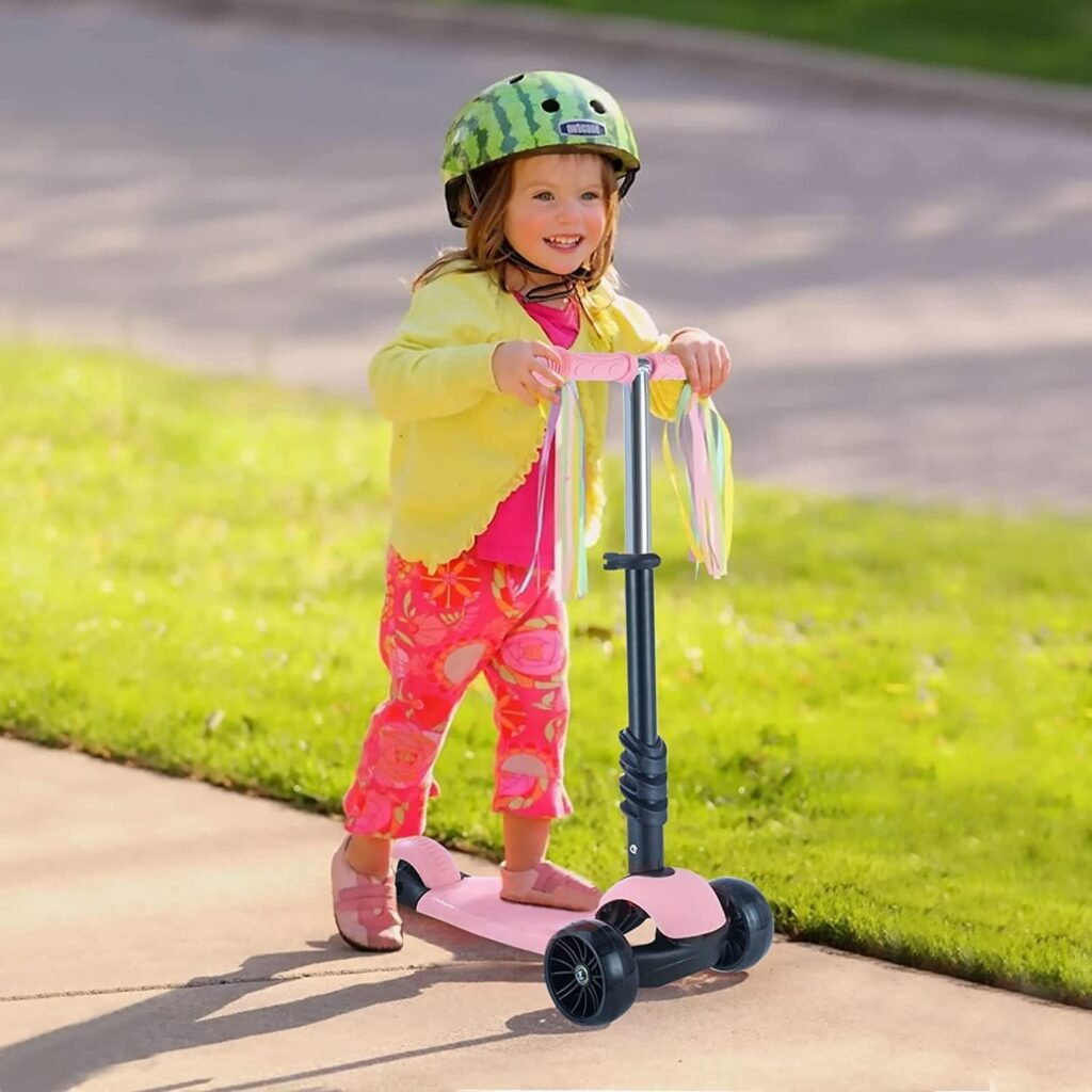 Kinderstep 3-in-1 met Zitting - Step met Afneembare Zitfunctie en LED Verlichting - Verstelbare Hoogte Kinderstep - Peuterstep voor Jongens en Meisjes Roze