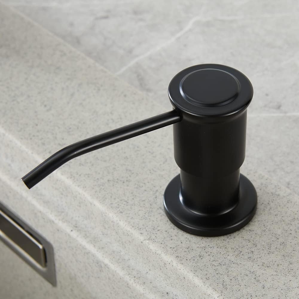Inbouw zeepdispenser keuken mat zwart 500ml vaatwasmiddel pomp met 1m verlengslang bovenaf bijvullen en wastafel gebruik