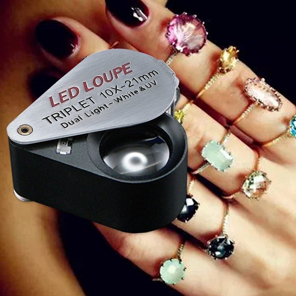 Opvouwbaar vergrootglas zakformaat met LED verlichting 10x vergroting - loep voor sieraden en munten - UV licht inspectie - compact hobby vergrootlens