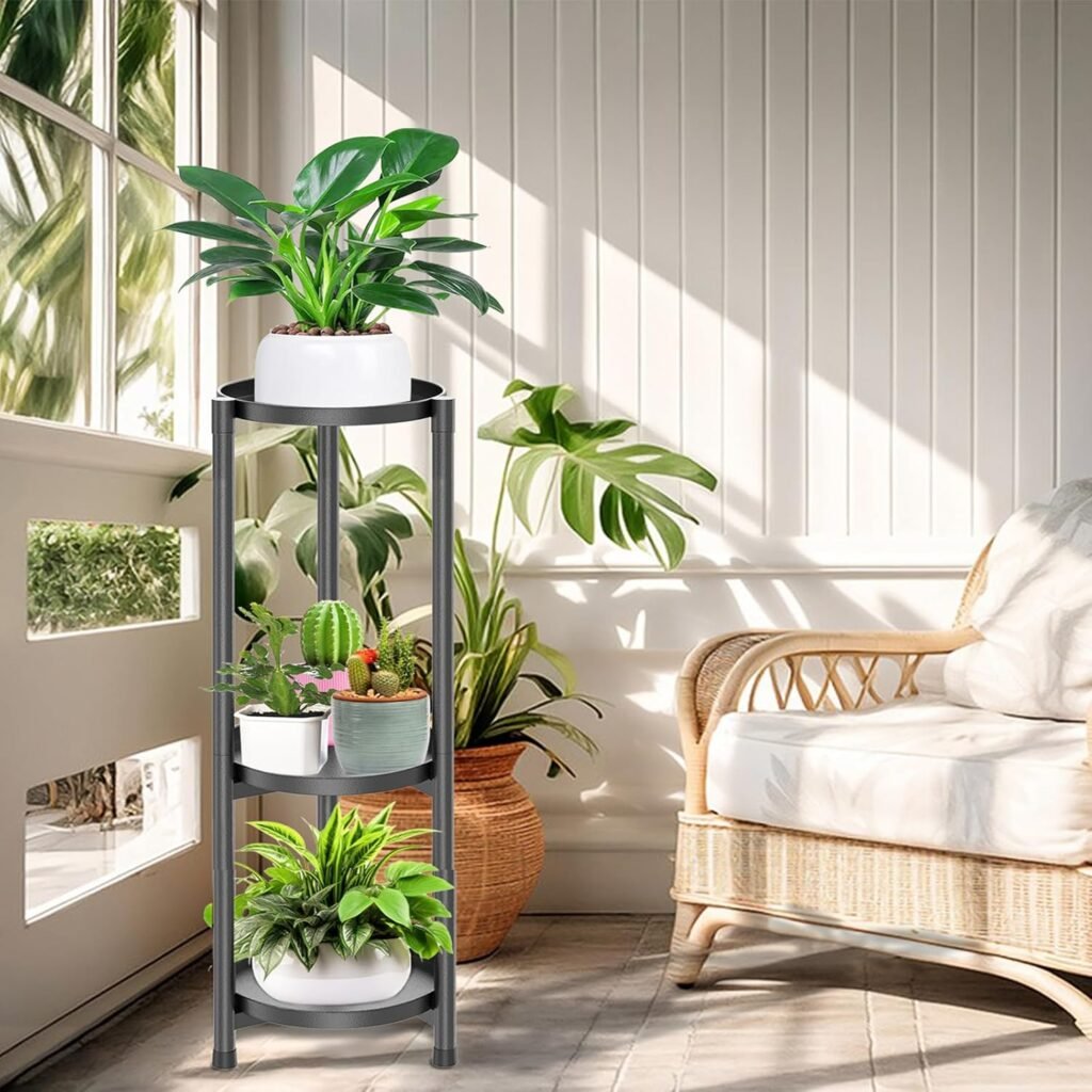 Metalen plantenrek 3 laags bloemrek plantenstandaard voor binnen en buiten met bloempot trappen voor woonkamer balkon tuin hoek gebruik