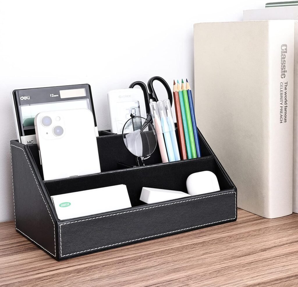 PU leren bureau organizer - Bureau opbergset met pennenhouders - Bureau accessoires voor werkplek organisatie