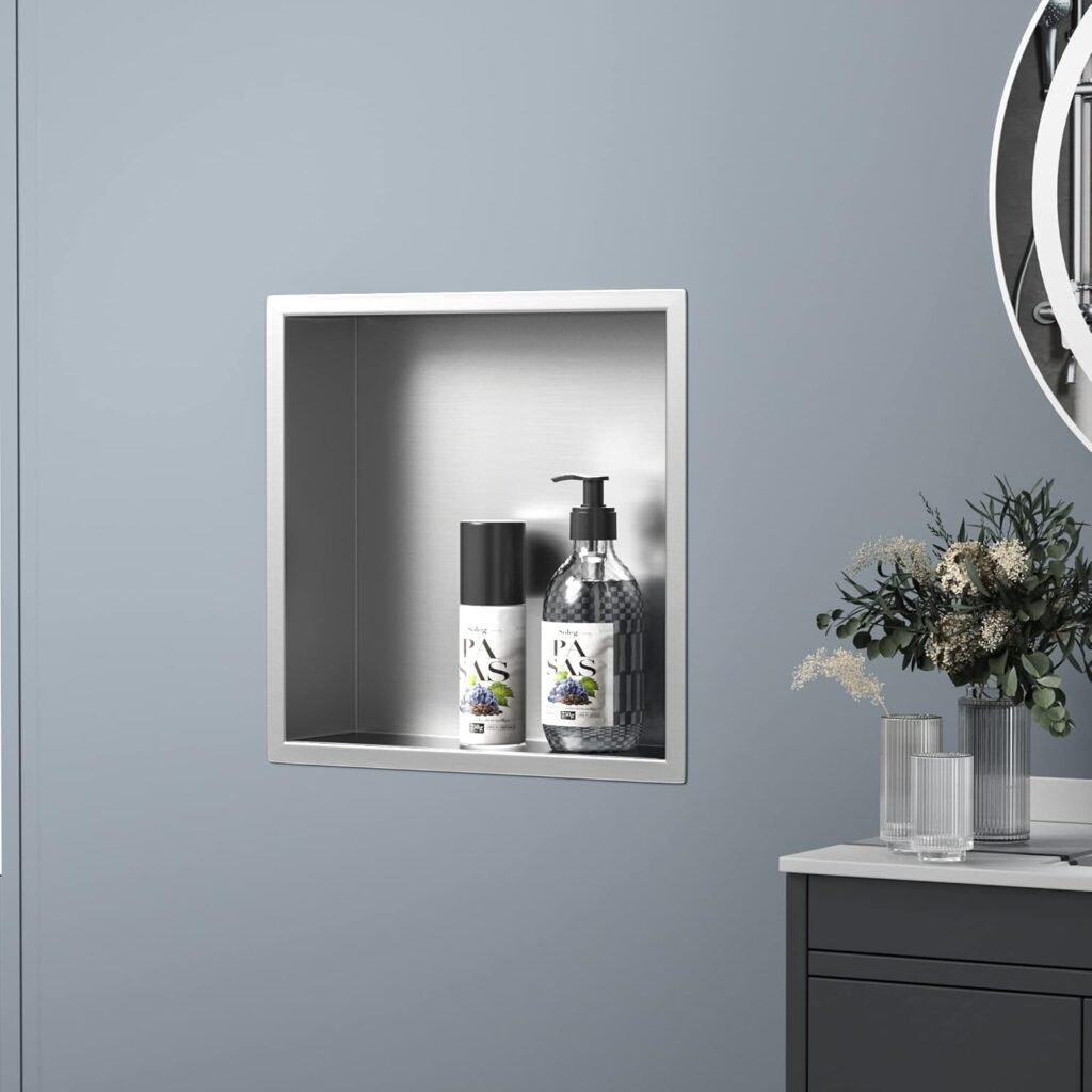 Roestvrijstalen douche niche 30x30x10 cm wandopslag inbouw badkamer opbergvak geborsteld RVS