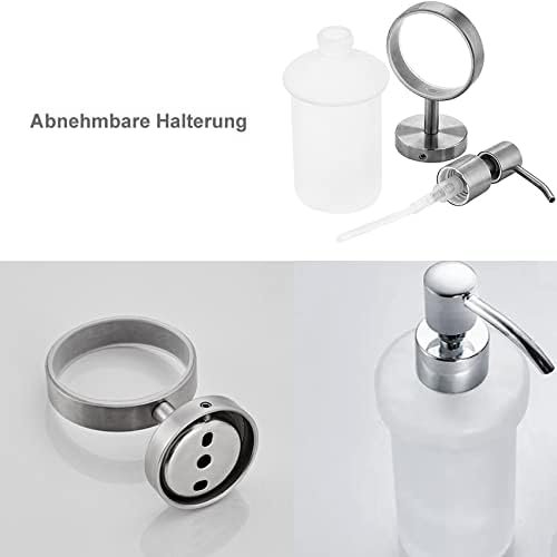 Zeepdispenser Wandmontage - Glazen Shampoo Zeepdispenser Badkamer - Zelfklevend of Boren RVS Houder - 200 ml Satijnglas