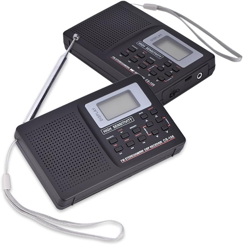 Draagbare mini zakradio AM FM SW LW compacte transistorradio met wekker en volledige frequentie ontvangst voor senioren en reizen zwart handheld radio toestel