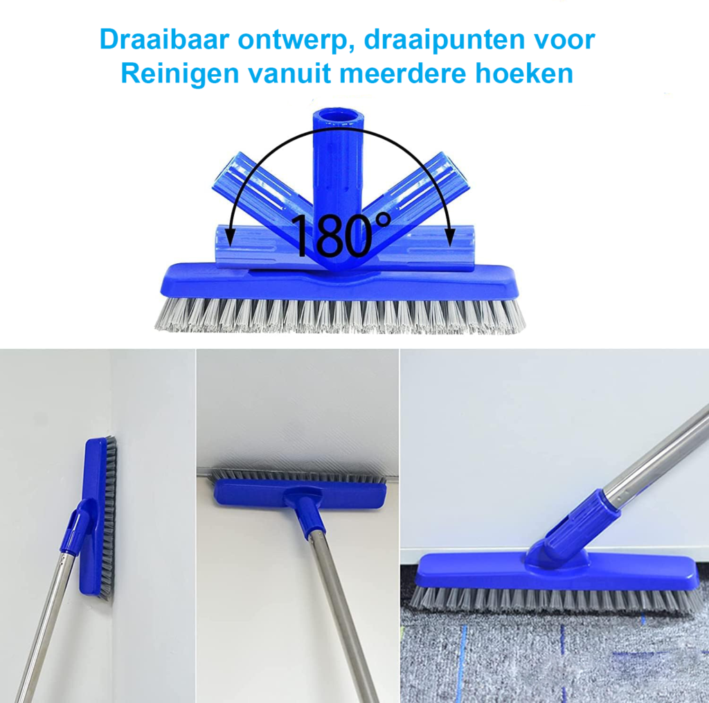 Telescopische wasborstel met roterende borstelkop - raamreiniger en gevelreiniger - verstelbare schoonmaakborstel - schoonmaaktool