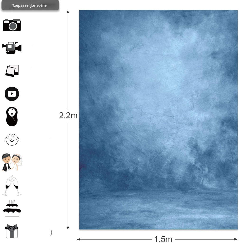 Fotografie achtergrond abstract lichtblauw - Studio fotobehang fotografie backdrop - Met stang en tas draagbare set - 1,5 x 2,2 m