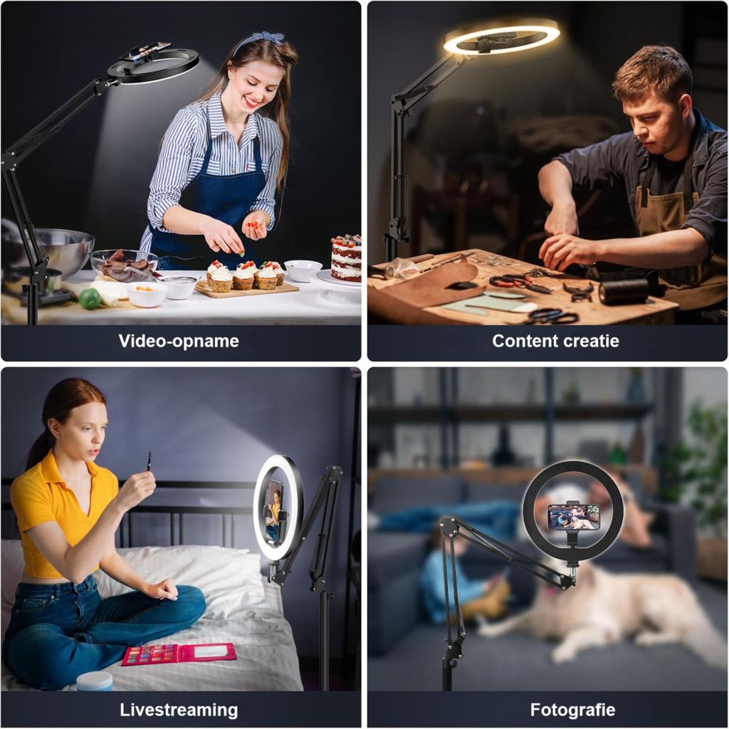 ringlamp met statief bluetooth verstelbare helderheid selfie video livestream verlichting studio gebruik