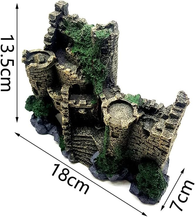 Aquarium ornamentenset middeleeuwse kasteelruïne - aquariumdecoratie voor vissen - decoratie onderwaterlandschap - aquarium accessoires