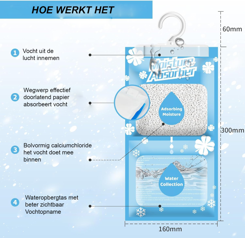 hangende vochtvreters 20x 230g kast anti-schimmel ontvochtiger voor kelder slaapkamer en wasruimte geurverwijdering
