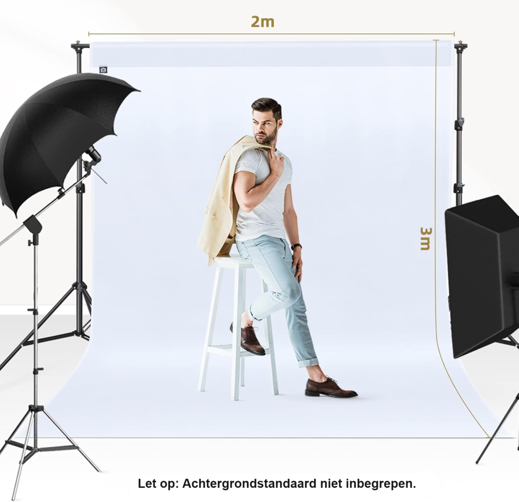 Witte fotografie achtergrond doek 2x3m vouwbaar polyester voor studio video opname met klemmen en achtergrond frame ondersteuning