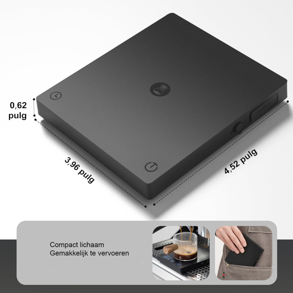 Espresso weegschaal met timer en flow functie - digitale koffieweegschaal 2000g zwart